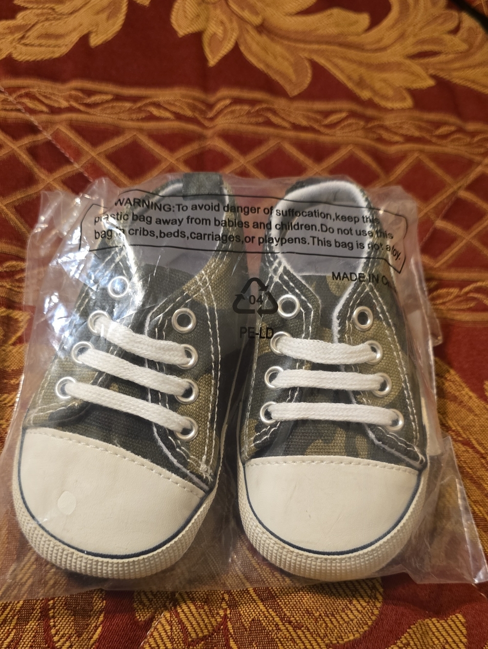 Toddler/Baby Canvas Lace-Up Sneakers in Olive Green/Camo [Size 3]